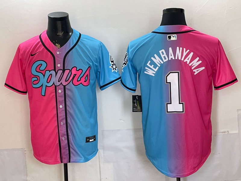 Men San Antonio Spurs #1 Wembanyama pink blue Nike 2026 NBA Jersey 0621210